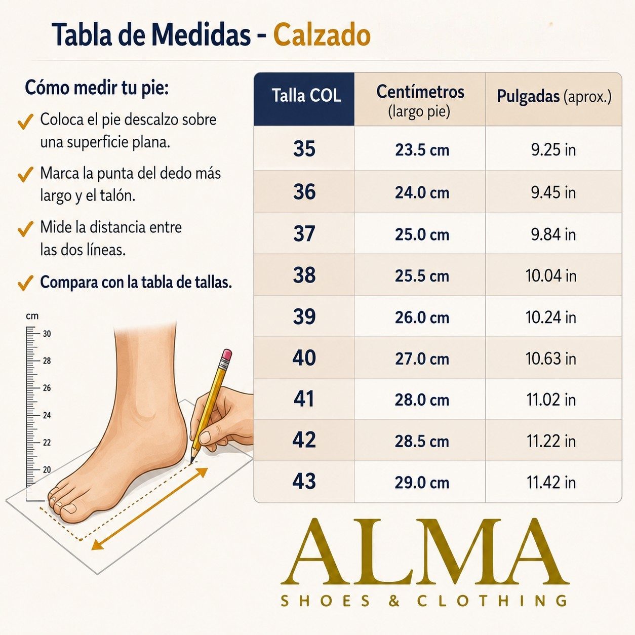 Guia Tallas Unisex